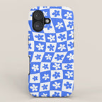 Retro Blue Daisy Checkerboard  iPhone Case Gallery Image 1