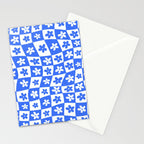 Retro Blue Daisy Checkerboard  Stationery Card Gallery Image 2