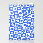 Retro Blue Daisy Checkerboard  Stationery Card Gallery Image 2