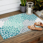 Festive, Winter Garden, Flowers Print Outdoor Rug Gallery Image 2