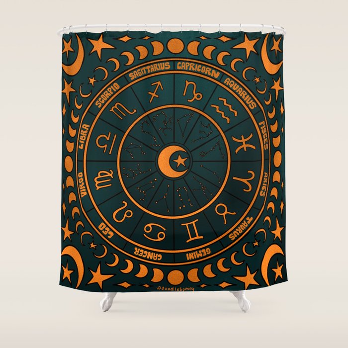 Moon Zodiac Wheel Shower Curtain Gallery Image 1