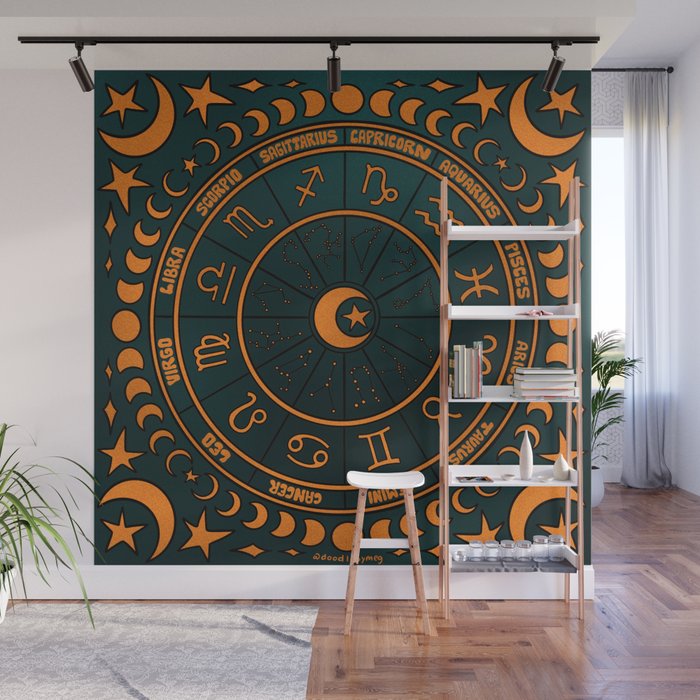 Moon Zodiac Wheel Wall Mural Gallery Image 1