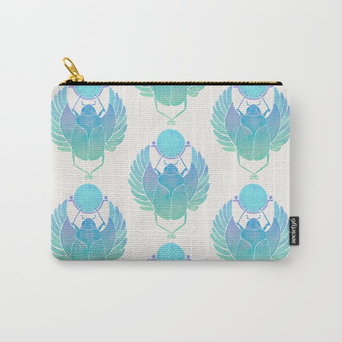 Egyptian Scarab - Turquoise OmbrÃ© Carry All Pouch Gallery Image 1