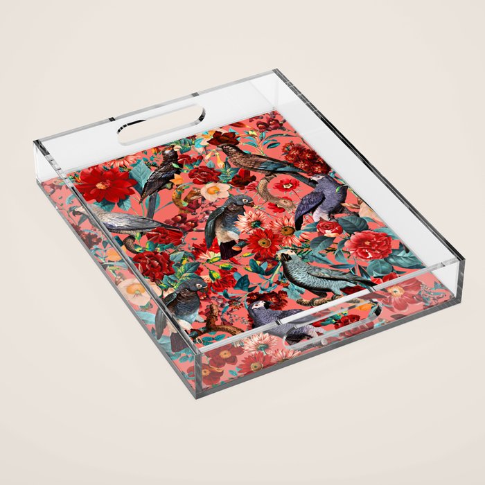 FLORAL AND BIRDS XIX Acrylic Tray Gallery Image 1