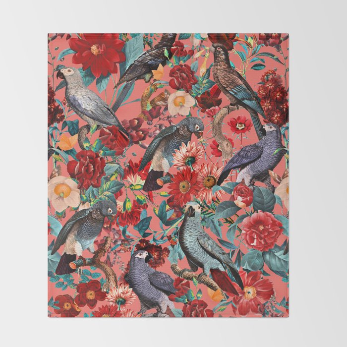 FLORAL AND BIRDS XIX Throw Blanket Gallery Image 2