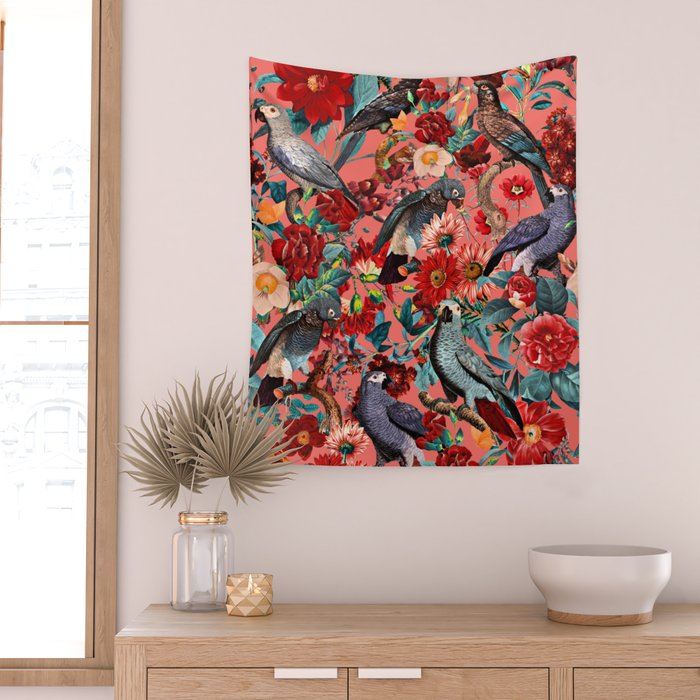 FLORAL AND BIRDS XIX Wall Tapestry Gallery Image 2