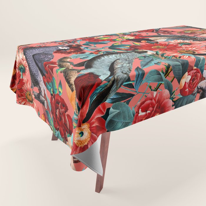 FLORAL AND BIRDS XIX Tablecloth Gallery Image 1