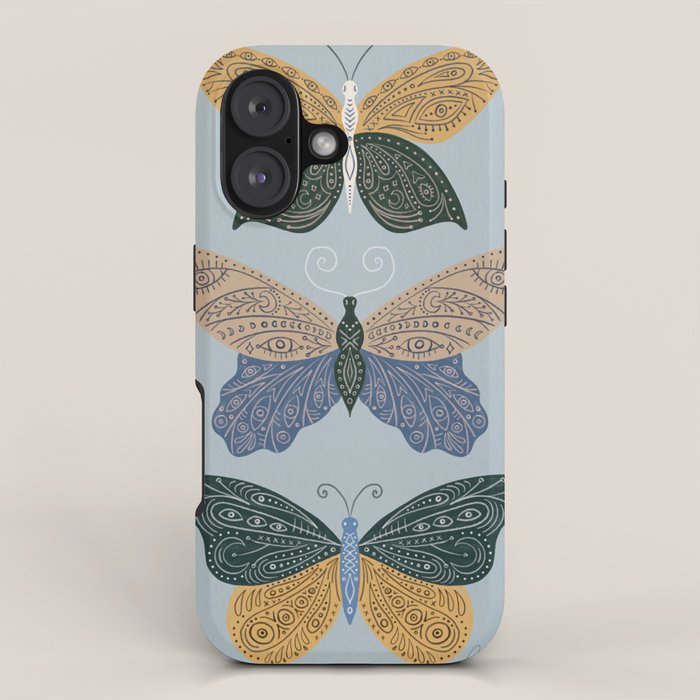 Tattooed Butterflies - Blue & Yellow iPhone Case Gallery Image 1