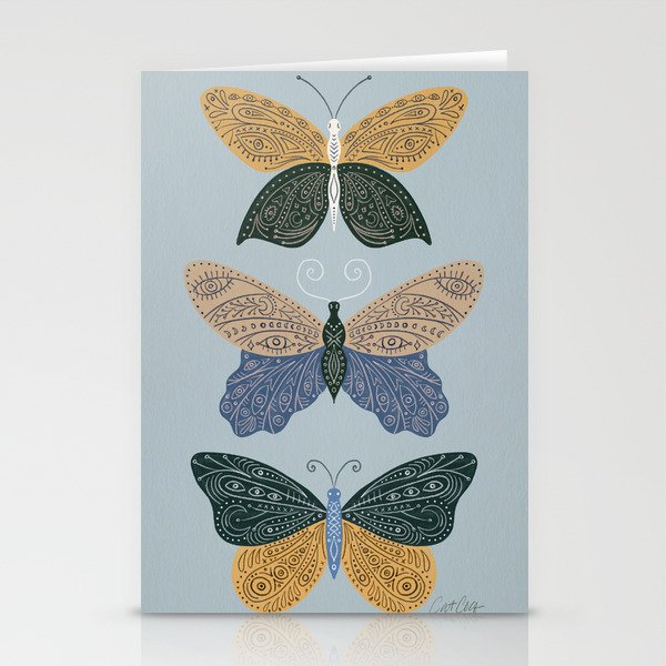Tattooed Butterflies - Blue & Yellow Stationery Card Gallery Image 2