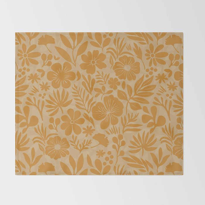 Charming Flower Shapes Amber Marigold Throw Blanket Gallery Image 2
