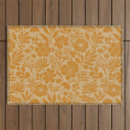 Charming Flower Shapes Amber Marigold Outdoor Rug Gallery Image 1