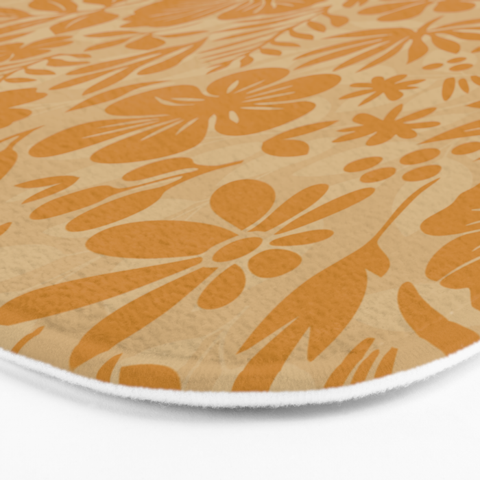 Charming Flower Shapes Amber Marigold Bath Mat Gallery Image 3