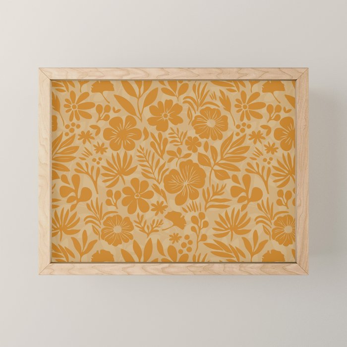 Charming Flower Shapes Amber Marigold Mini Art Print Gallery Image 1