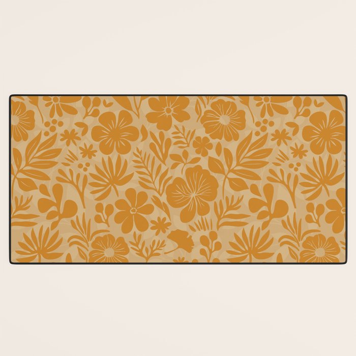 Charming Flower Shapes Amber Marigold Desk Mat Gallery Image 3