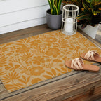 Charming Flower Shapes Amber Marigold Outdoor Rug Gallery Image 2