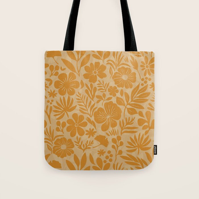 Charming Flower Shapes Amber Marigold Tote Bag Gallery Image 1