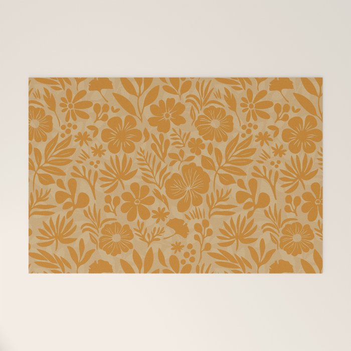 Charming Flower Shapes Amber Marigold Welcome Mat Gallery Image 1