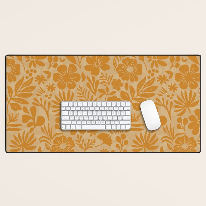 Charming Flower Shapes Amber Marigold Desk Mat Gallery Image 1