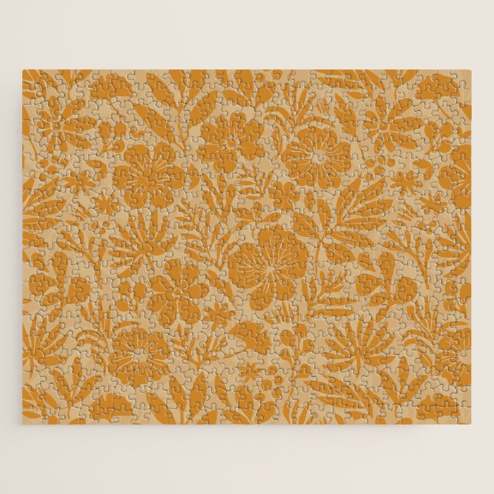 Charming Flower Shapes Amber Marigold Jigsaw Puzzle Gallery Image 1