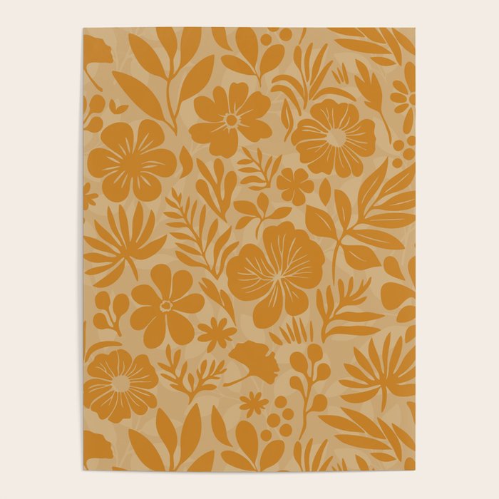 Charming Flower Shapes Amber Marigold Poster Gallery Image 4