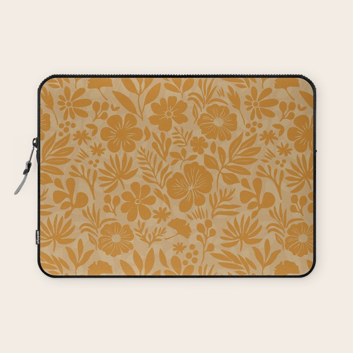 Charming Flower Shapes Amber Marigold Laptop Sleeve Gallery Image 1