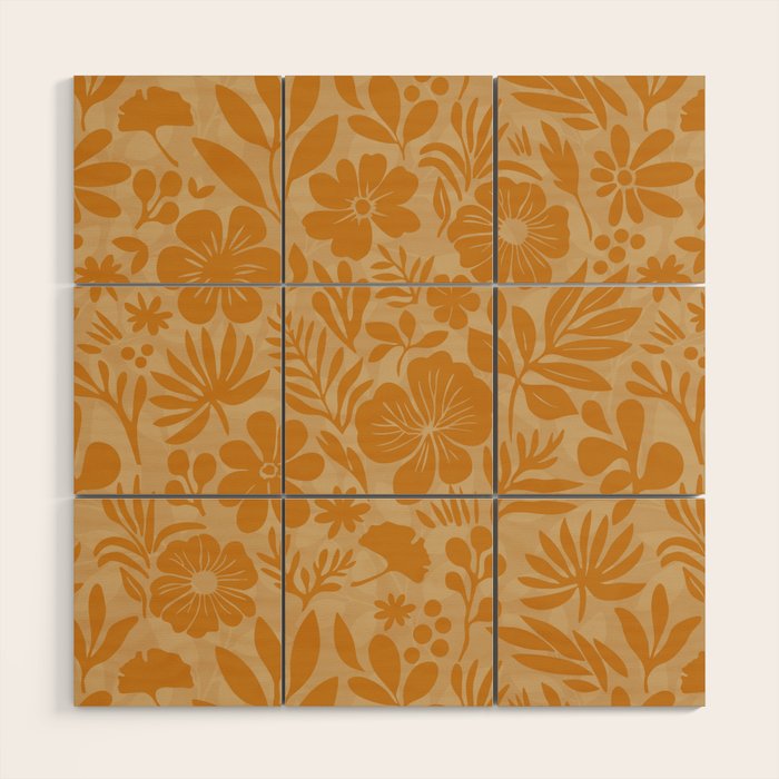 Charming Flower Shapes Amber Marigold Wood Wall Art Gallery Image 1