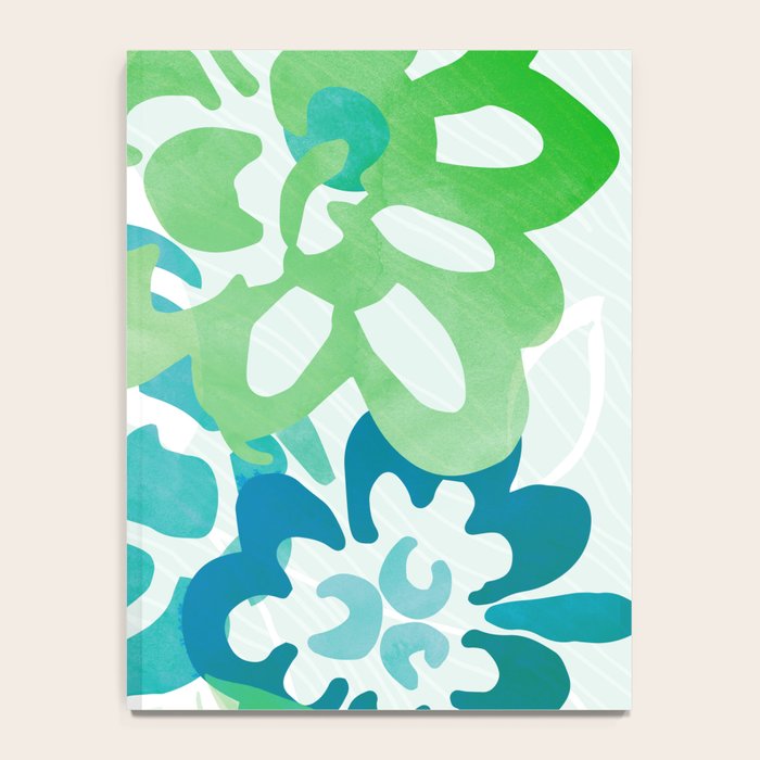 Blue and Green Coastal Floral Watercolor Notebook Gallery Image 4