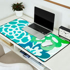 Blue and Green Coastal Floral Watercolor Desk Mat Gallery Image 2