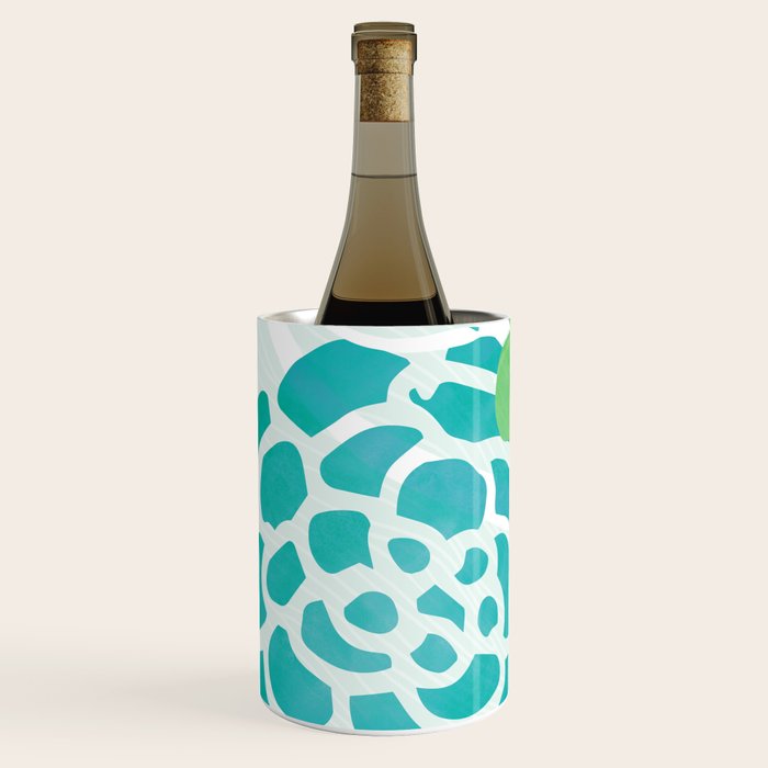 Blue and Green Coastal Floral Watercolor Wine Chiller Gallery Image 2
