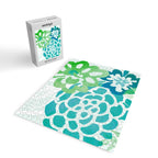 Blue and Green Coastal Floral Watercolor Jigsaw Puzzle Gallery Image 2