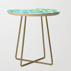 Blue and Green Coastal Floral Watercolor Side Table Gallery Image 1