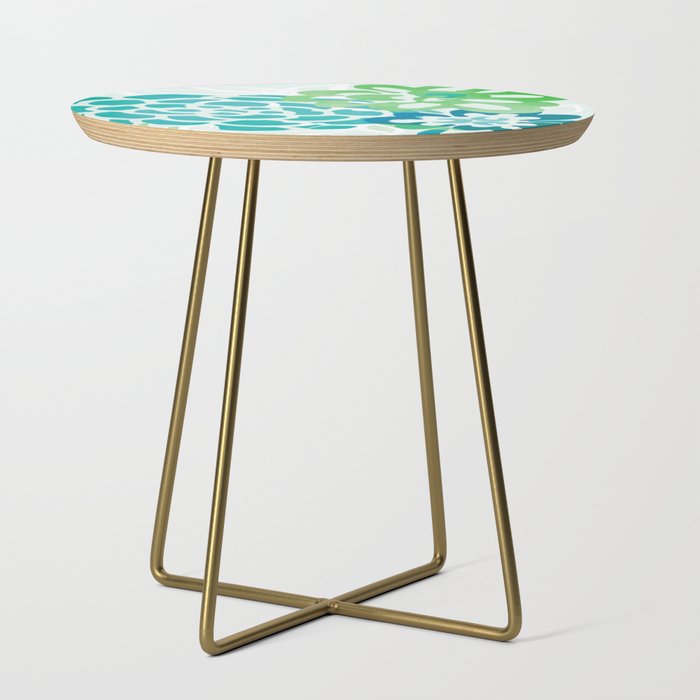 Blue and Green Coastal Floral Watercolor Side Table Gallery Image 1