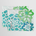 Blue and Green Coastal Floral Watercolor Placemat Gallery Image 1