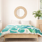 Blue and Green Coastal Floral Watercolor Duvet Cover Gallery Image 3