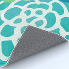 Blue and Green Coastal Floral Watercolor Rug Gallery Image 4