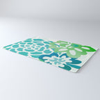 Blue and Green Coastal Floral Watercolor Rug Gallery Image 3