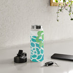 Blue and Green Coastal Floral Watercolor Water Bottle Gallery Image 4