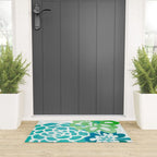 Blue and Green Coastal Floral Watercolor Welcome Mat Gallery Image 3