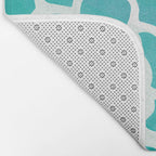 Blue and Green Coastal Floral Watercolor Bath Mat Gallery Image 2