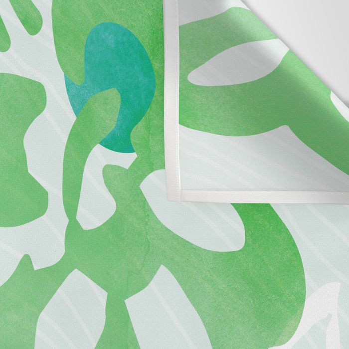 Blue and Green Coastal Floral Watercolor Wall Tapestry Gallery Image 3