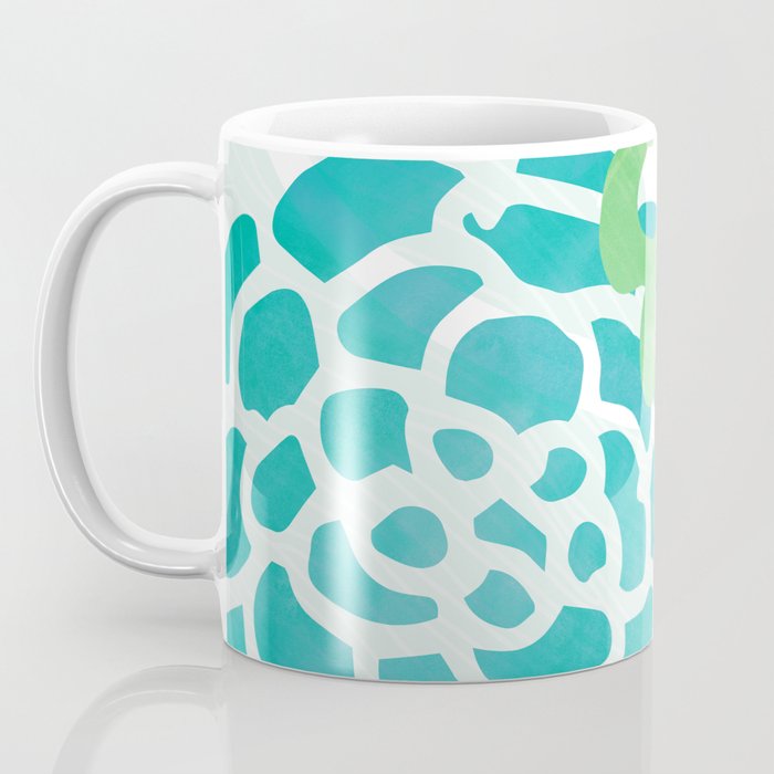 Blue and Green Coastal Floral Watercolor Coffee Mug Gallery Image 3