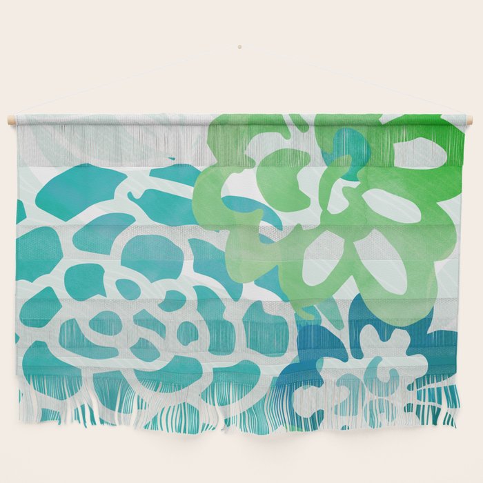 Blue and Green Coastal Floral Watercolor Wall Hanging Gallery Image 1