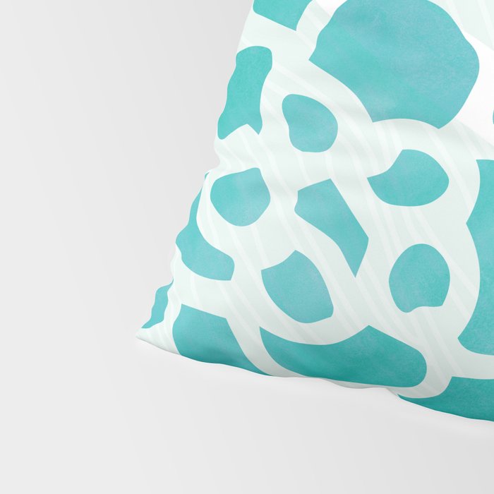 Blue and Green Coastal Floral Watercolor Pillow Sham Gallery Image 4