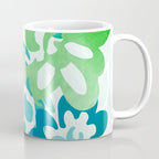 Blue and Green Coastal Floral Watercolor Coffee Mug Gallery Image 1