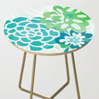 Blue and Green Coastal Floral Watercolor Side Table Gallery Image 2