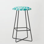 Blue and Green Coastal Floral Watercolor Stool Gallery Image 1