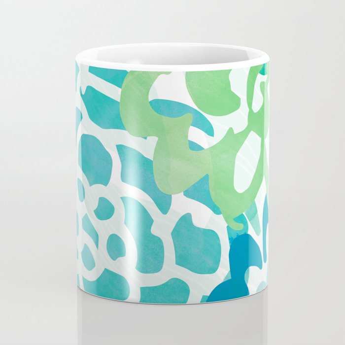 Blue and Green Coastal Floral Watercolor Coffee Mug Gallery Image 4