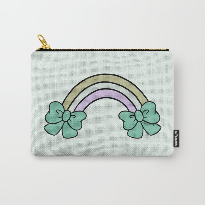 Bow Rainbow in Blue Carry All Pouch Gallery Image 1