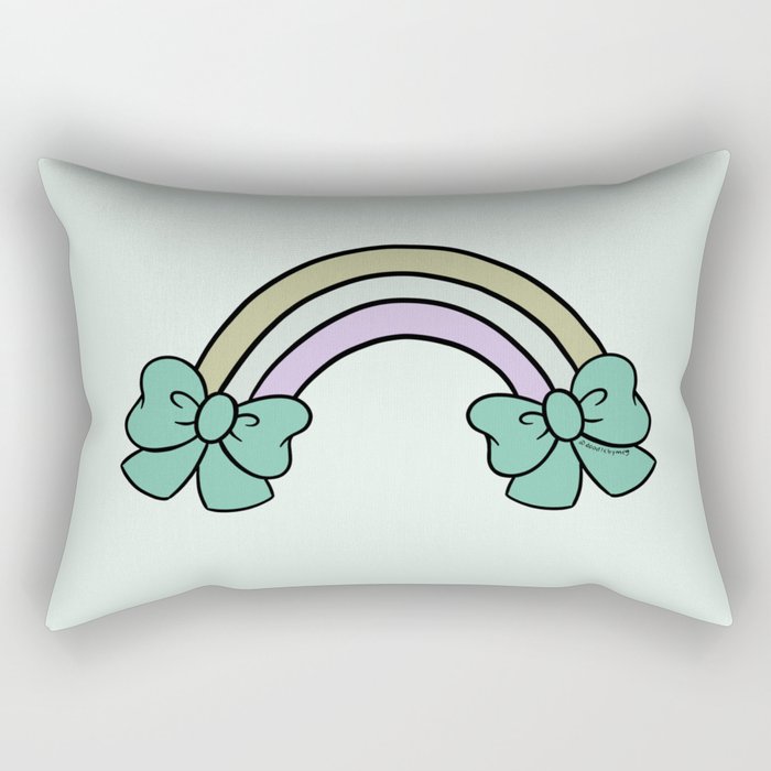 Bow Rainbow in Blue Rectangular Pillow Gallery Image 1