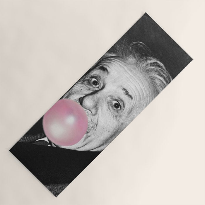 Satirical Bubble Gum Albert Einstein humour photography photograph blowing bubble gum bubble poster Yoga Mat Gallery Image 1